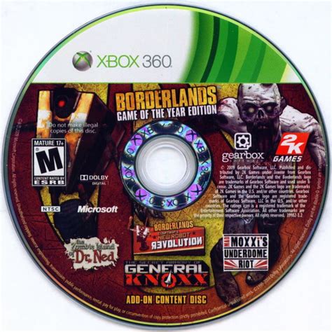 Borderlands Game Of The Year Edition 2010 Xbox 360 Box Cover Art