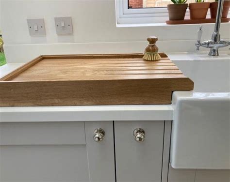 Large Raised Solid Oak Draining Board For Belfast Sink For Quality All