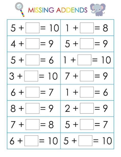 Premium Vector Math Worksheet For Kids Educational Game Missing