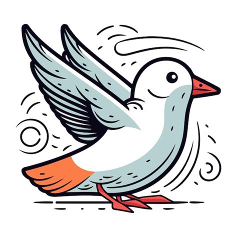 Premium Vector Flying Seagull Vector Illustration In Doodle Style