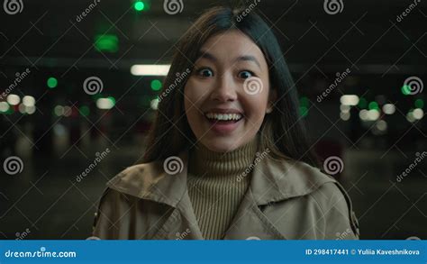 Excited Girl Amazed Reaction Surprised Face Of Asian Chinese Korean