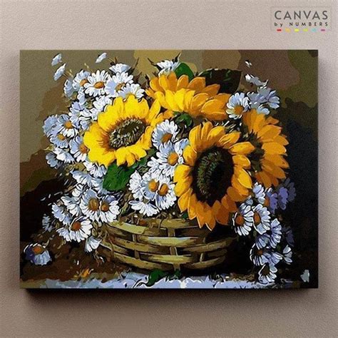 Sunflowers and Daisies - Paint by Numbers - Canvas by Numbers | Daisy painting, Simple oil ...