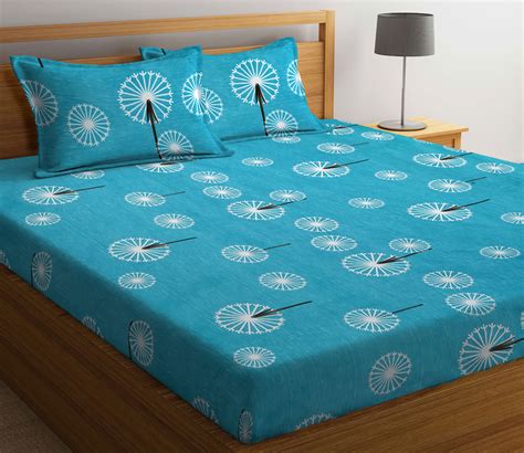 Buy Indian Tc Cotton Blend Super King Size Bedsheet With 2 Pillow