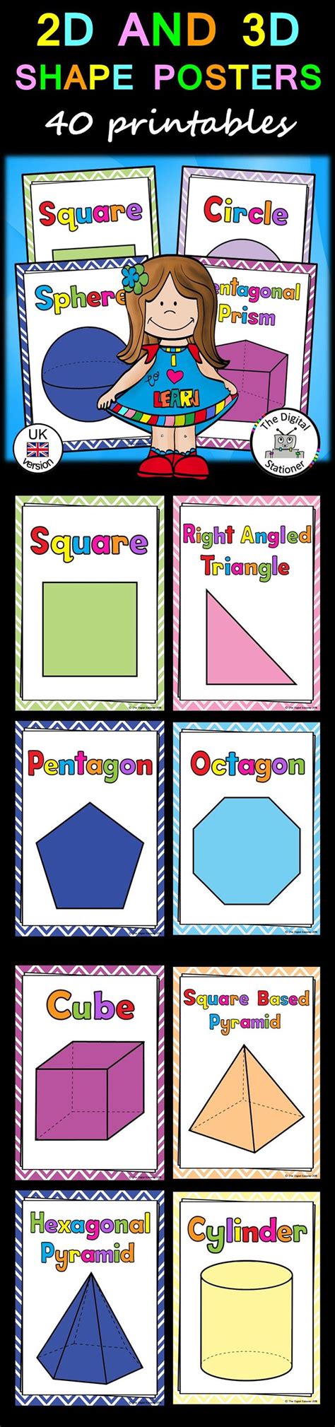 Shape Posters 2d And 3d Uk Version 40 Printables Teaching