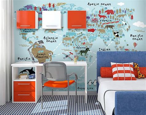 Wallpapers Map of the World Wall Decal World Map for Kids Wall Mural ...