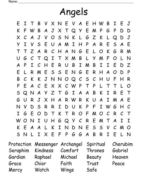 Angel Word Search Printable NBKomputer