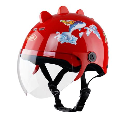 Mũ bảo hiểm trẻ em Asia MT-103KS (sừng) đỏ cá heo