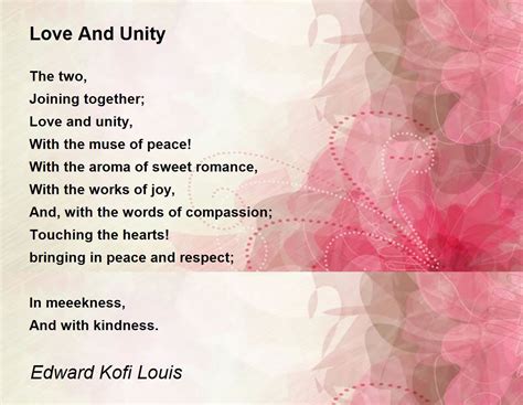 Love And Unity Love And Unity Poem By Edward Kofi Louis