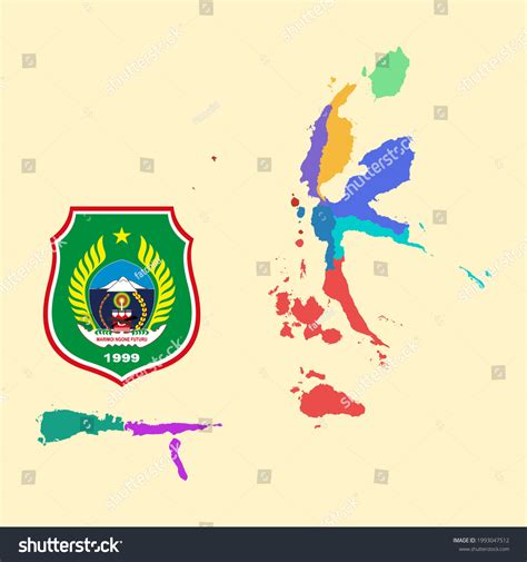 Colored Map Logo Maluku Utara North Stock Vector (Royalty Free ...