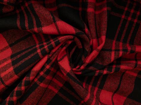 Designer Deadstock Heavyweight Cotton Flannel Red Black Plaid