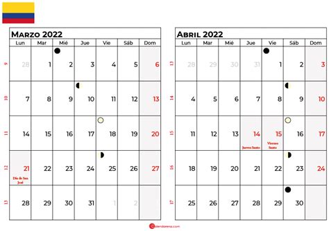 Descargar Calendario Abril 2022 Colombia Para Imprimir