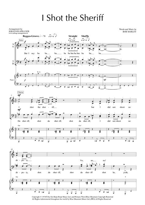 I Shot The Sheriff Arr Johannes S Llner Sheet Music Bob Marley