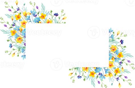 Wildflowers Frame Watercolor Clipart 22156994 Png