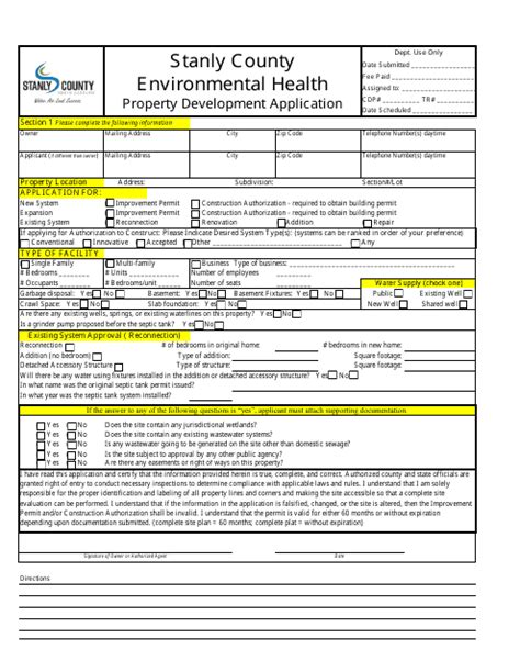 Stanly County North Carolina Existing System Application Fill Out Sign Online And Download