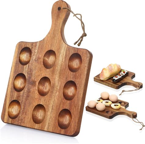 Gerrii Reversible Wooden Deviled Egg Platter Deviled Egg Tray Charcuterie Board