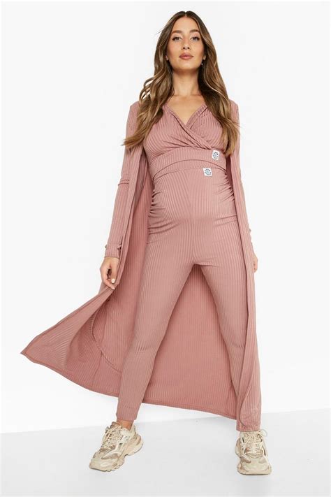 Womens Maternity Longline Rib Duster Coat Boohoo Uk