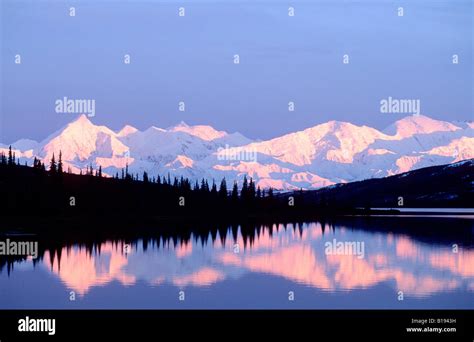 Alpenglow On Mount Mckinley Denali National Park Alaska Stock Photo