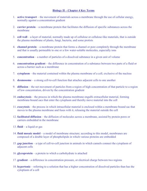 Biology Ii Chapter Key Terms