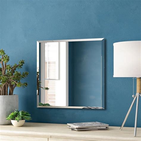 Silver Wall Mounted Square Bevelled Bathroom Mirror Frameless 4 Kg