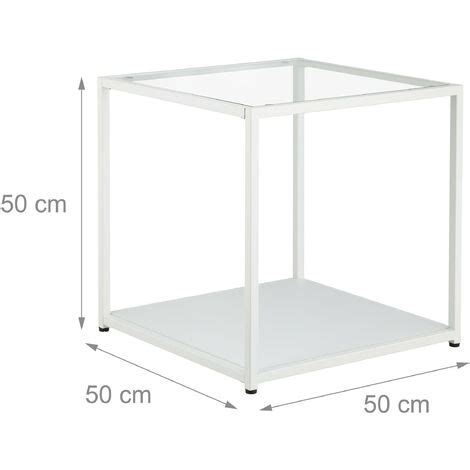 Relaxdays Table basse 2 niveaux en verre MDF structure métal forme