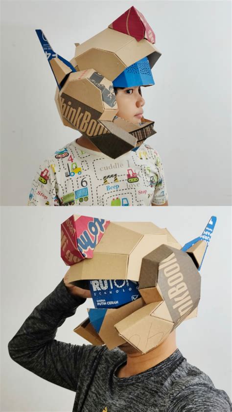 Retractable Cardboard Robot Helmet Templates