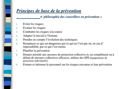 Ppt Principes De Base De La Pr Vention Philosophie Des Conseillers