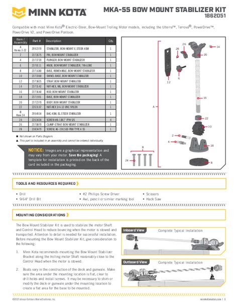 MKA 55 Bow Mount Stabilizer Kit Installation Instructions Minn Kota