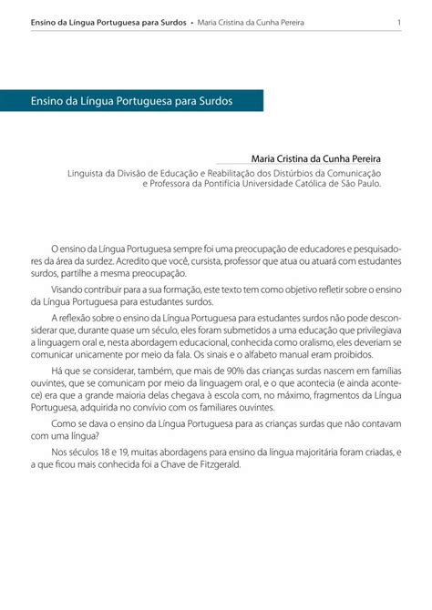 Pdf Ensino Da L Ngua Portuguesa Para Surdos Pdf Fileo Ensino Da