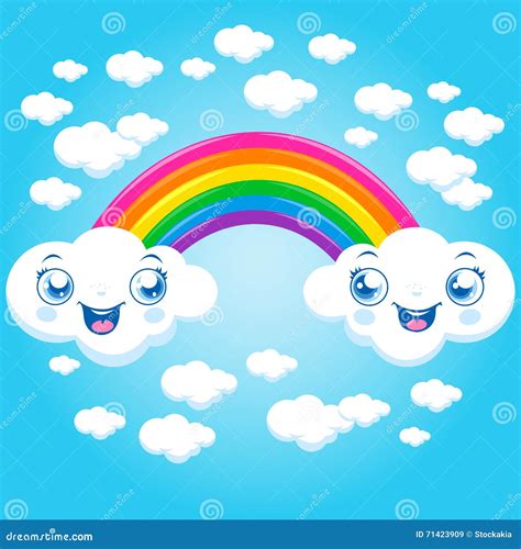 Caracteres Del Arco Iris Y De La Nube Ilustración del Vector