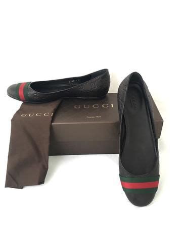 NWB Gucci Women S Black Guccissima Leather Stripe Ballet Flats Size 39