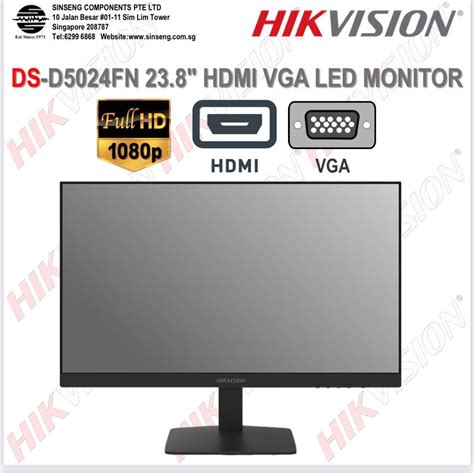 Hikvision 24”inch LED Monitor with HDMI/VGA [Full-HD 1080P 23.8”inch IPS LED Monitor with HDMI ...