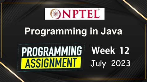 Nptel Programming In Java Week Programming Assignment Answers