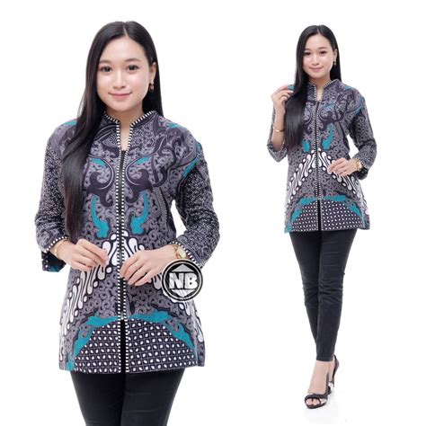 Baju Batik Wanita Atasan Blus Batik Pekalongan Murah Kemeja Lengan Tiga