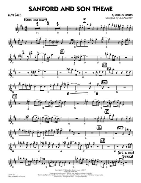 Sanford and Son Theme - Alto Sax 1 by Quincy Jones - Alto Saxophone - Digital Sheet Music ...