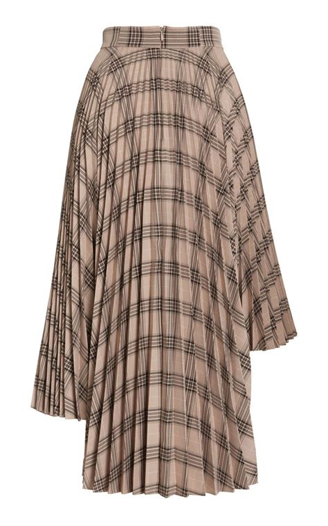 Asymmetric Pleated Plaid Midi Skirt By Rokh Moda Operandi Skirts