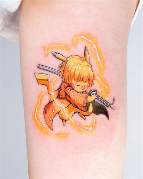 Pikachu x Zenitsu tattoo done by © Cold Chill Child. : r/nerdtattoos