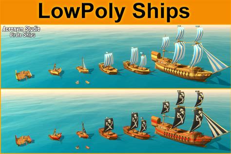 Pirate Ships Low Poly 3d Model