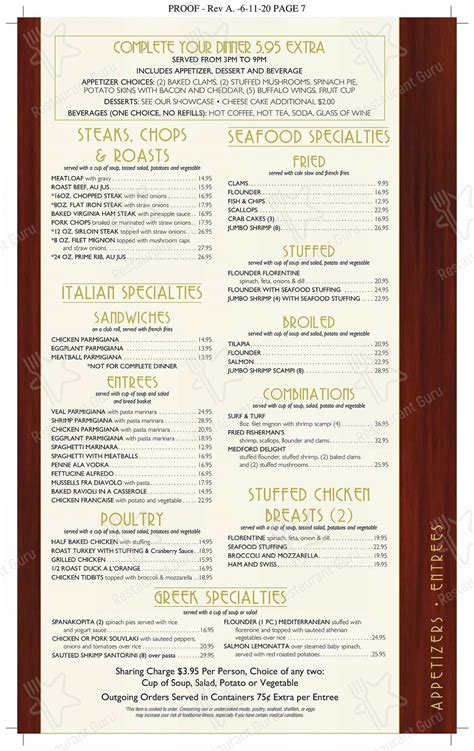 Menu at Metropolis Diner restaurant, Medford