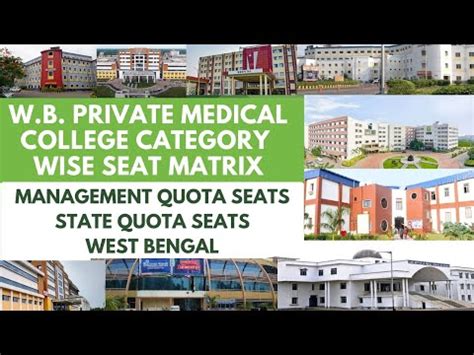 West Bengal Private Medical College Category Wise Updated Seat Matrix