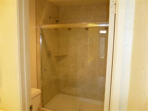 Porcelain Tile Shower with Fiberglass Shower Pan - Modern - Bathroom ...