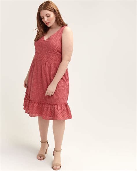 Cotton Blend Eyelet Dress Dresses Fashionable Plus Size Clothing