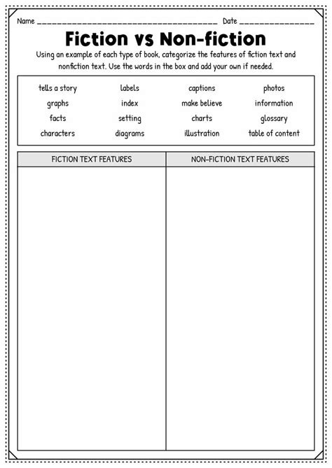 Fiction And Nonfiction Worksheets In 2024 Fiction And Nonfiction Nonfiction Texts Fiction Vs