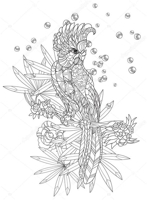 Zentangle Stylized Parrot Hand Drawn Vector Stock Vector By Yazzik