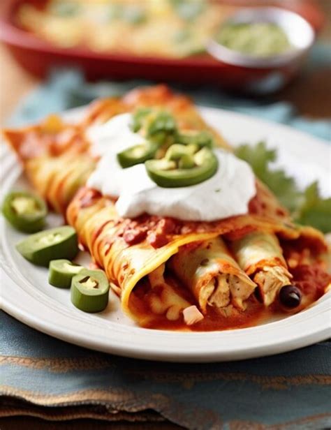 Deliciosas Enchiladas De Pollo Aisladas Sobre Un Fondo Blanco Foto