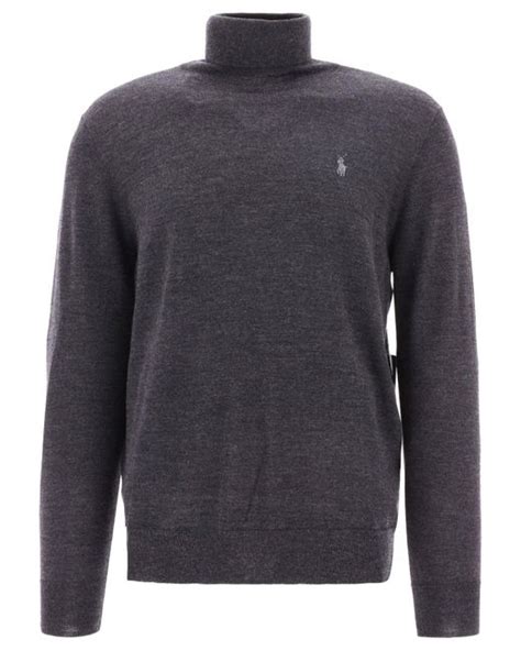 Ralph Lauren Wool Pony Turtleneck Sweater In Grey Gray For Men Lyst