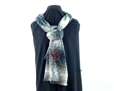 Monogrammed Oblong Scarf, Monogrammed Scarf, Oblong Scarf, Plaid Scarf ...