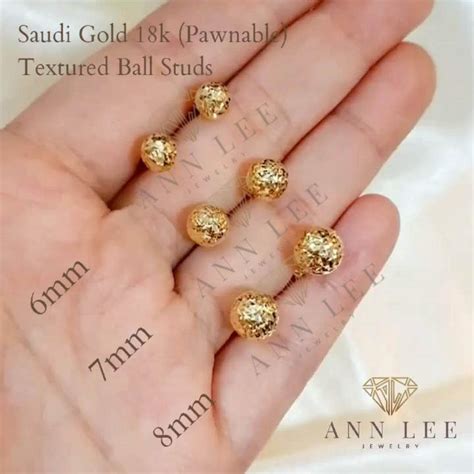 Pawnable Real Saudi Gold K Textured Ball Studs Earrings Lazada Ph