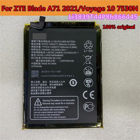 4000mAh Li3839T44P8h866445 Battery For ZTE Blade A71 2021 Voyage 10