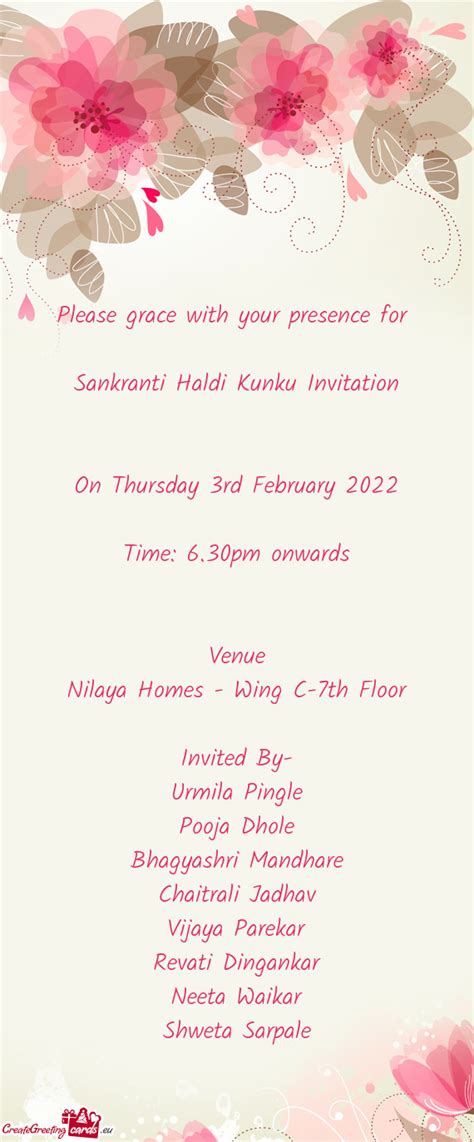 Sankranti Haldi Kunku Invitation Free Cards