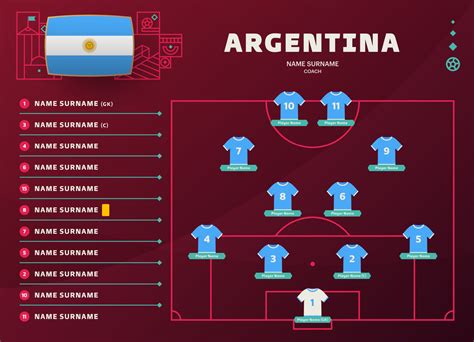 Argentina line up mundial de futebol 2022 torneio ilustração vetorial